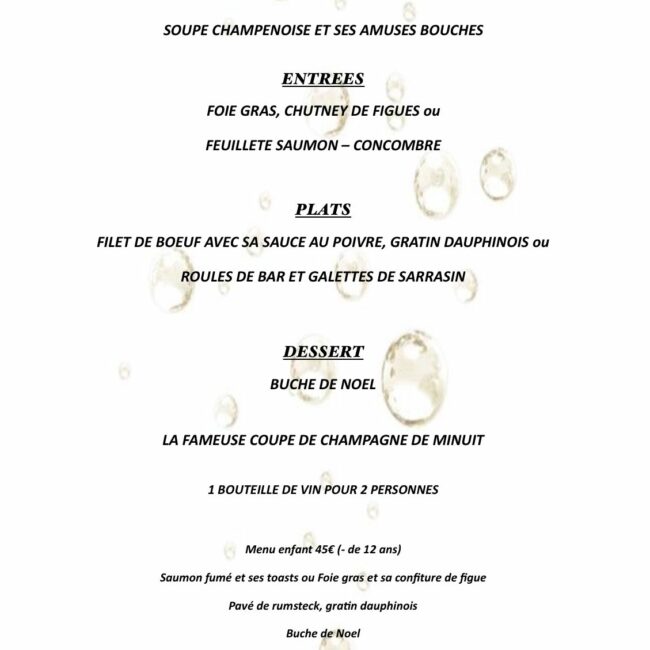 Le menu de Saint Sylvestre