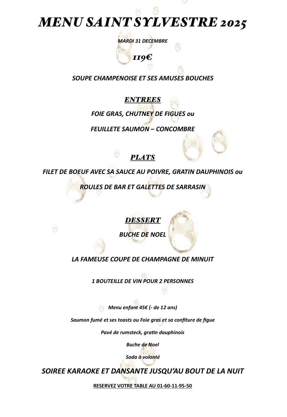 Le menu de Saint Sylvestre